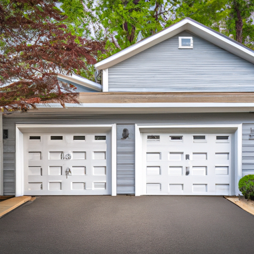 Suburban Livingston, NJ home exterior with closed two-car garage door and driveway, trees in the yard.