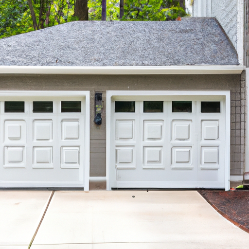 Suburban Livingston home exterior showing a modern closed garage door with driveway and landscaping.