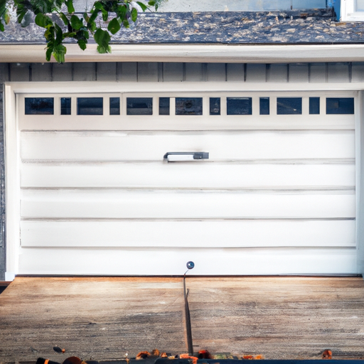 Suburban Livingston, NJ home with a closed residential garage door showing panels and hardware, driveway and trees.